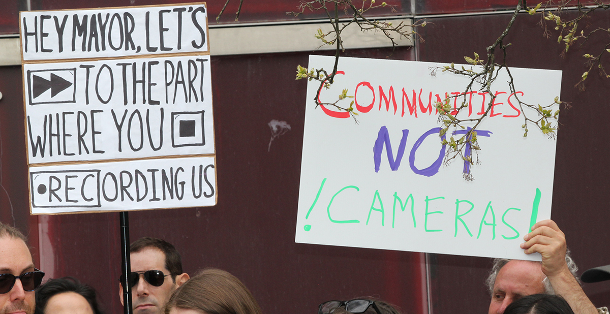 Protestors demand Seattle mayor shut down surveillance cameras on her 100th day